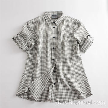 Chemise d&#39;extérieur à manches 3/4 à carreaux pour homme